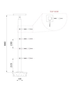 پایه نرده کابلی CP106 (کنج) 2