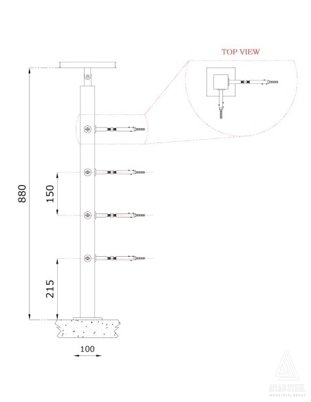 پایه نرده کابلی CP106 (کنج)