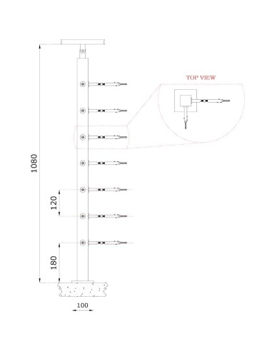 پایه نرده کابلی CP106 (کنج)