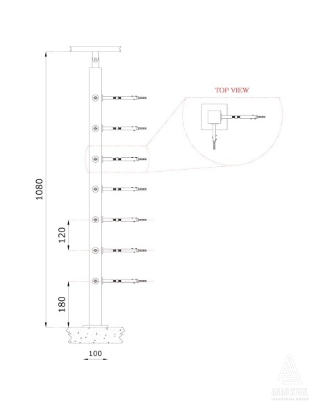 پایه نرده کابلی CP106 (کنج)