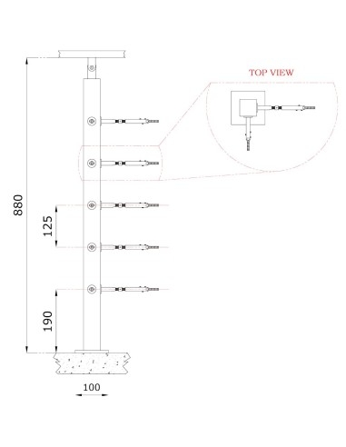 پایه نرده کابلی CP106 (کنج)