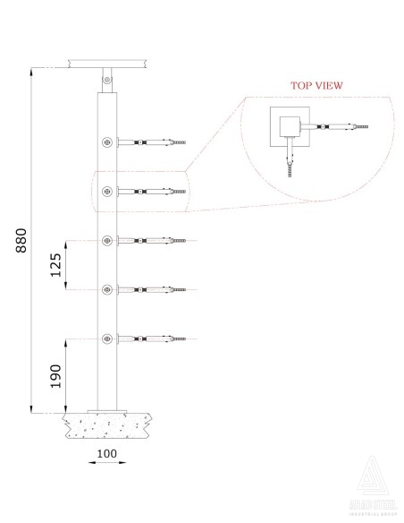 پایه نرده کابلی CP106 (کنج)