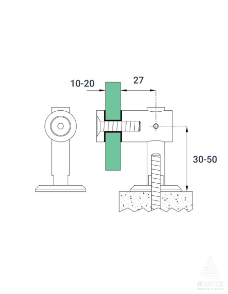 اتصال شیشه به دیوار کد C707