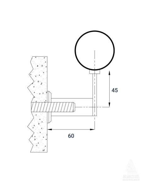 نقشه فنی اتصال هندریل دیواری