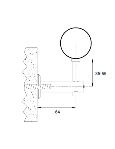 اتصال هندریل استیل به دیوار کد P502