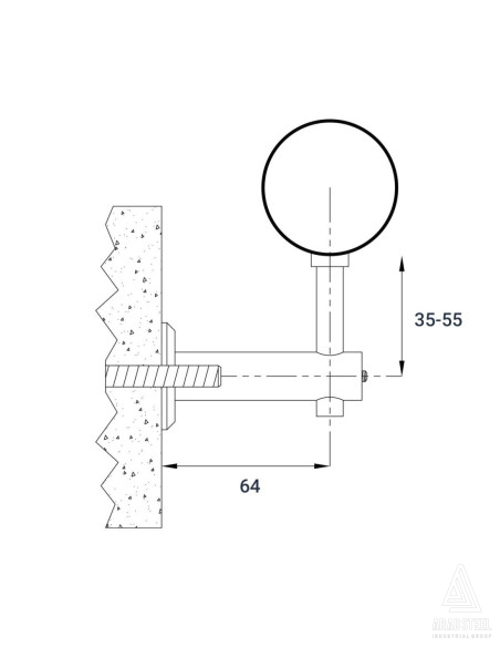 اتصال هندریل استیل به دیوار کد P502