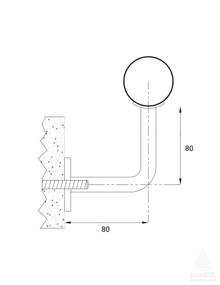 نقشه فنی اتصال هندریل دیواری لوله 51
