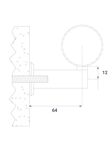 نقشه فنی اتصال هندریل استیل به دیوار کد P506