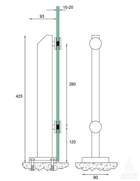 پایه اسپیگوت 1009 - نقشه فنی
