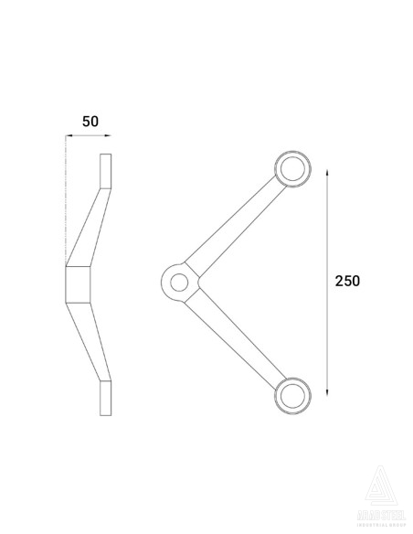 اسپایدر استیل دو شاخ 90درجه ( بازو 25 cm ) - s846