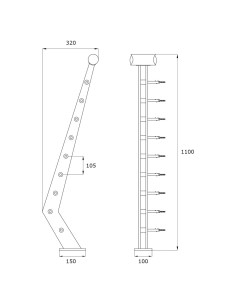 پایه نرده کابلی CP111 2