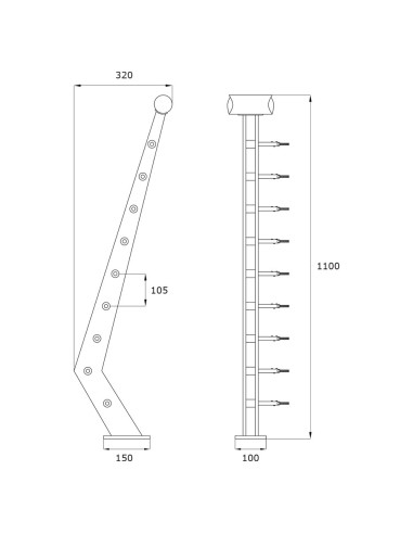 پایه نرده کابلی CP111