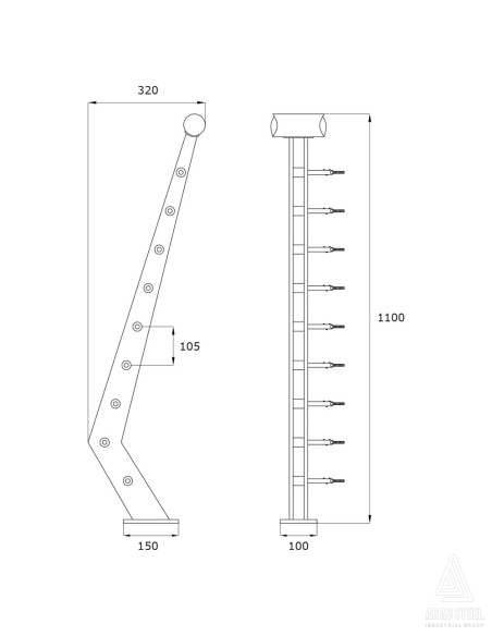 پایه نرده کابلی CP111