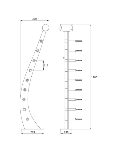 پایه نرده کابلی CP112
