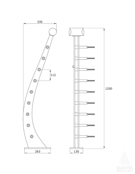 پایه نرده کابلی CP112
