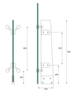 اتصالات سیستم نرده شیشه ای مدل FIN 2