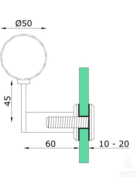 اتصال هندریل به شیشه کد H301