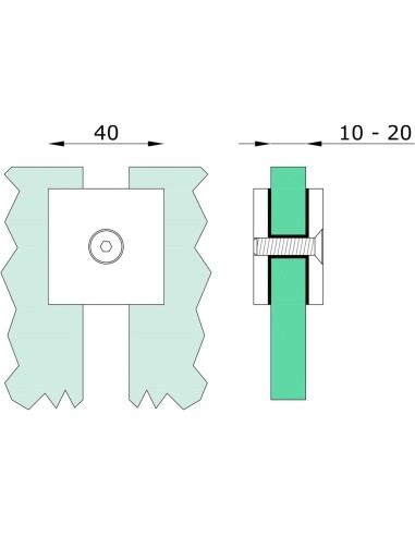 Square Glass-to-Glass Hardware for Glass Railings | 10-20mm technical specifications