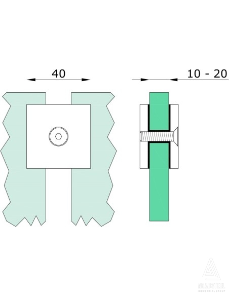 Square Glass-to-Glass Hardware for Glass Railings | 10-20mm technical specifications