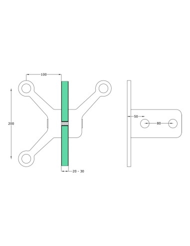 Three-Arms Glass Spider with Fin - S815-technical views
