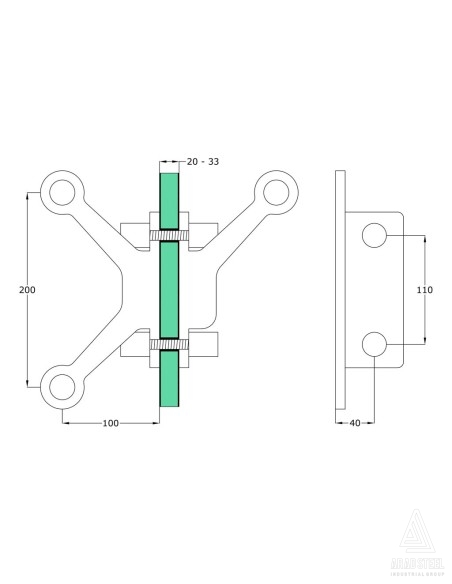 Three-Arms Glass Spider with Fin - s805-technical specifcation