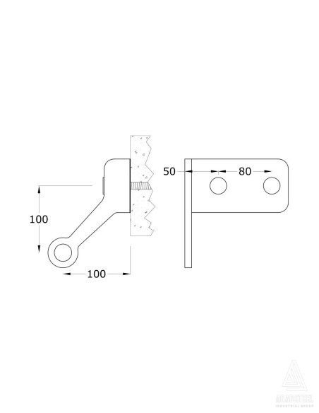 One-Way 90 degree Wall-mounted Glass Spider -s817 - technical specification