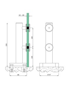 Glass Spigot Base Fix Standoff Round Model for 10-20mm Glass | Frameless Railing 2