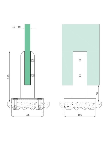 Square Stainless Steel Glass Clamp with Plate and Cover for Top Mounted Railing | technical specifications