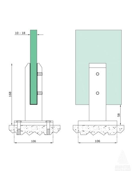 Square Stainless Steel Glass Clamp with Plate and Cover for Top Mounted Railing | technical specifications