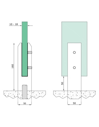 Square Stainless Steel Glass Clamp for Top Mounted Railing Systems | No Glass Drilling - technical specifications