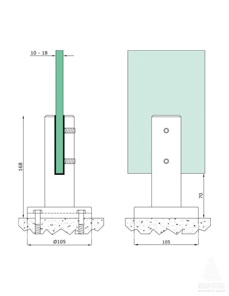 Glass Spigot Clamp - 1007 - technical specifications