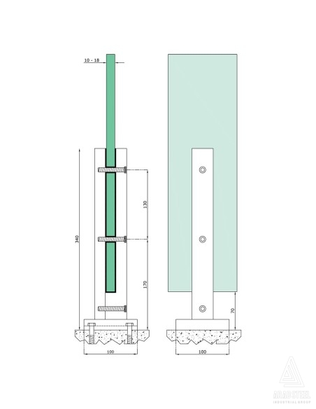 Glass Spigot Clamp - 1008 - technical specifications