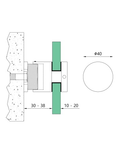 Adjustable Glass Standoff Brackets | 10-20 mm Glass | 40mm Diameter | 31-38 mm Distance | technical specifications