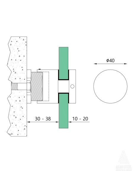 Adjustable Glass Standoff Brackets | 10-20 mm Glass | 40mm Diameter | 31-38 mm Distance | technical specifications