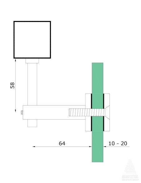 Glass Handrail Bracket - H307 - technical specifications