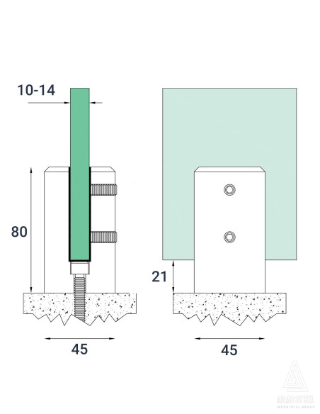 Round Glass Clamp | Stainless Steel 304 & 316 | 10-20mm Glass | technical specification