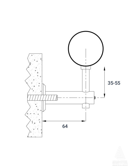 Wall Railing Bracket - P502 - technical specifications