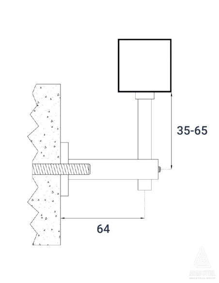 Square Adjustable Wall Railing Brackets | Stainless Steel 304 & 316 - technical specifications