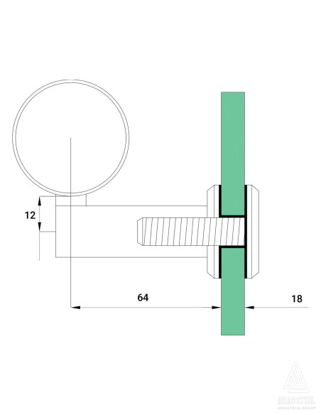 Glass Handrail Bracket - H306 - technical specifications