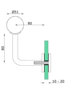 2 Inch Pipe Handrail Bracket to Glass | Stainless Steel 304 & 316 | Frameless Railing 2