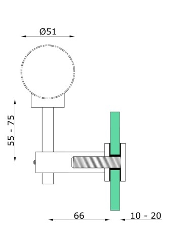 Glass Handrail Bracket - H305 -technical specifications