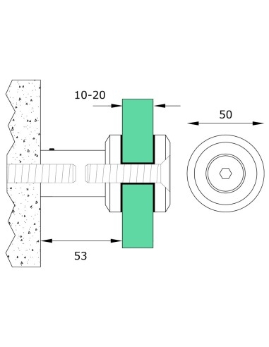 Fixed Stainless Steel Glass Standoff Bracket - technical specifications