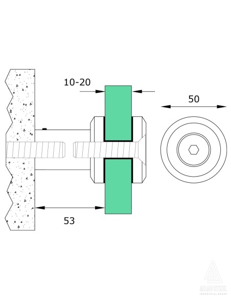 Fixed Stainless Steel Glass Standoff Bracket - technical specifications
