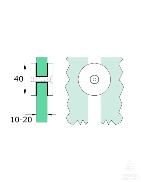 Round Glass-to-Glass Hardware for Glass Railing Systems | Stainless Steel 304/316 - technical specifications