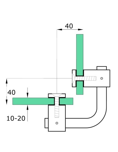 Round L Style Glass-to-Glass Hardware for Glass Railing | 10-20mm Thickness - technical specifications