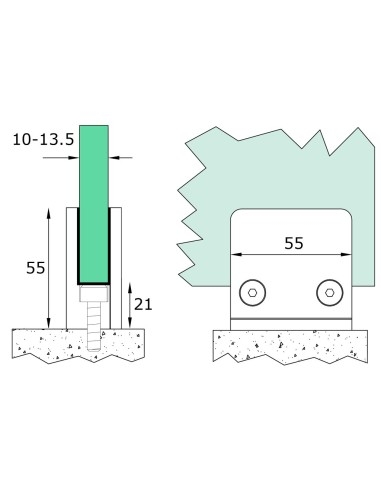 Flat Backed Glass Clamp | 10-14mm Glass | Stainless Steel 304 & 316 - technical specifications
