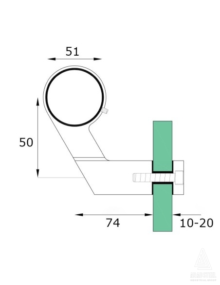 Handrail Bracket to Glass | 2 Inch Pipe Handrails | Stainless Steel 304 & 316